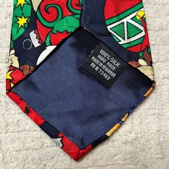 Vintage Warner Bros Looney Tunes Mania Christmas Holiday Tie - Picture 6 of 6